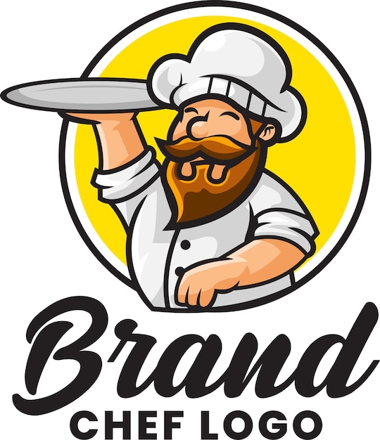 Ilustración vectorial del logotipo de la mascota del chef con material de primera calidad