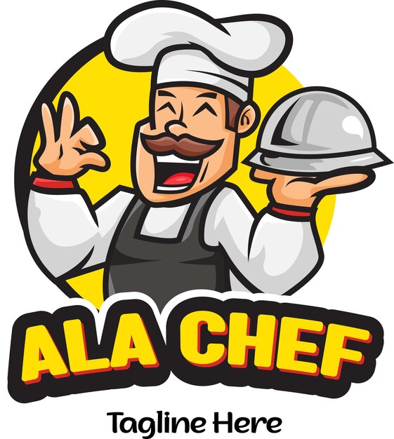 Ilustración vectorial del logotipo de la mascota del chef con material de primera calidad