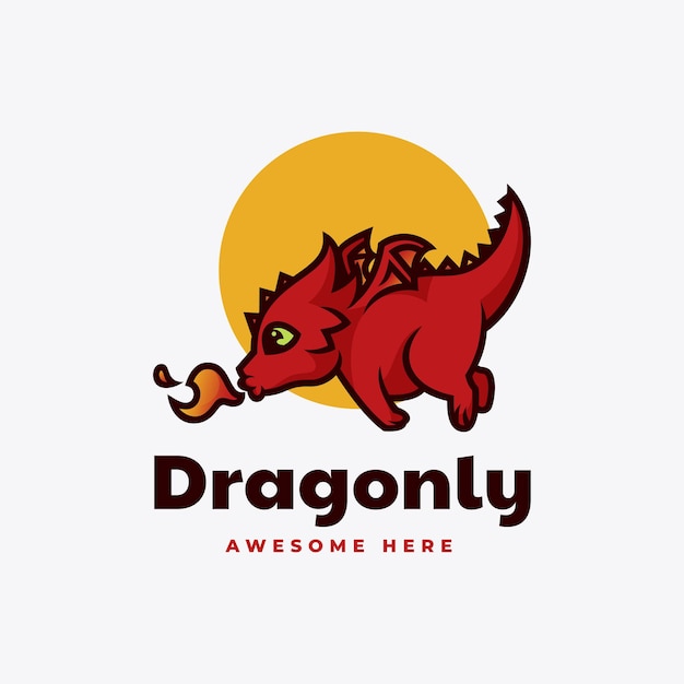 Ilustración vectorial del logotipo Mascota del dragón Estilo de dibujos animados