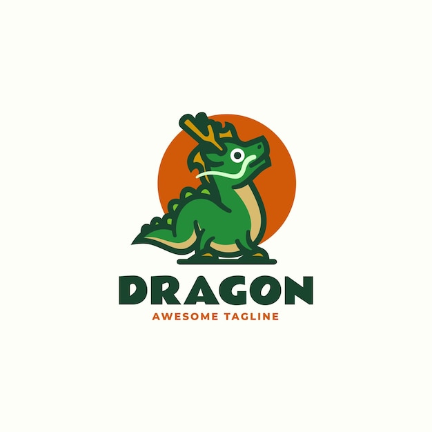 Ilustración vectorial del logotipo Mascota del dragón Estilo de dibujos animados