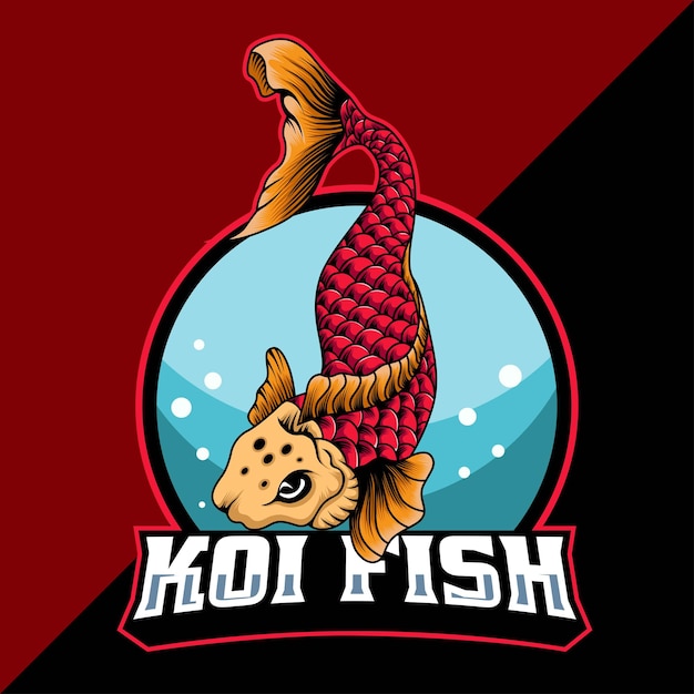 Ilustración vectorial del logotipo de la mascota de los peces koi