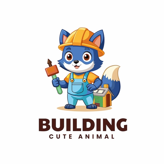 Ilustración vectorial del logotipo de la mascota del personaje Red Fox Builder