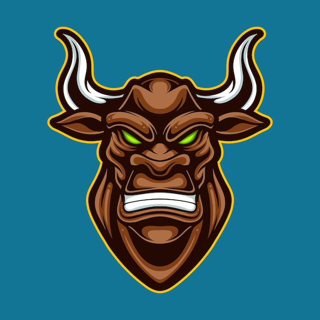 Ilustración vectorial del logotipo de la mascota del toro para el deporte y el deporte aislado