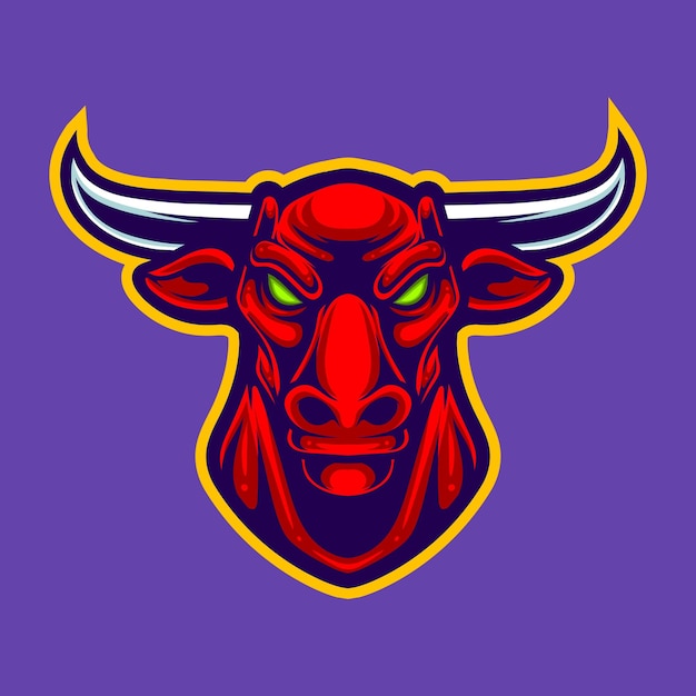 Ilustración vectorial del logotipo de la mascota del toro para el deporte y el deporte aislado