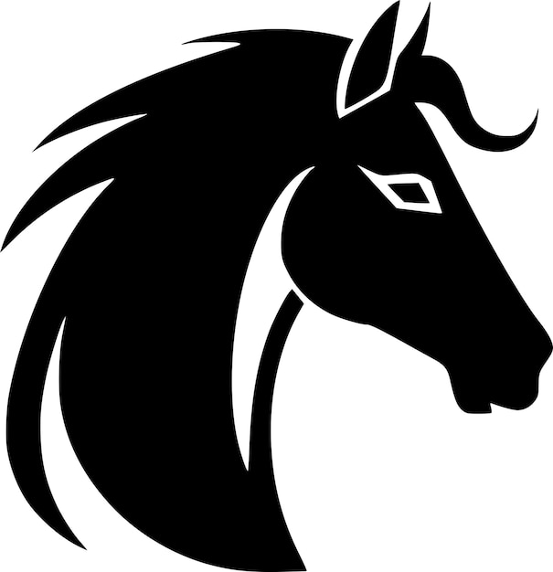 Ilustración vectorial del logotipo minimalista y plano del caballo