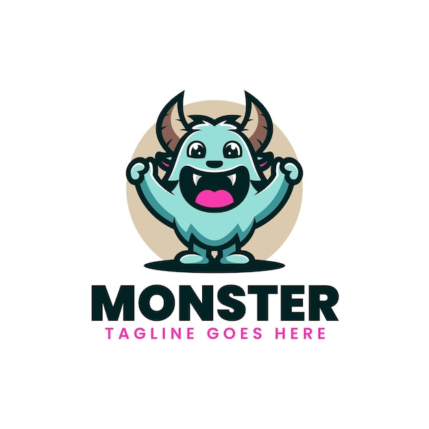 Ilustración vectorial del logotipo Monster Mascota Estilo de dibujos animados