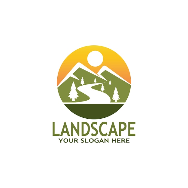 Ilustración vectorial del logotipo del paisaje natural simple