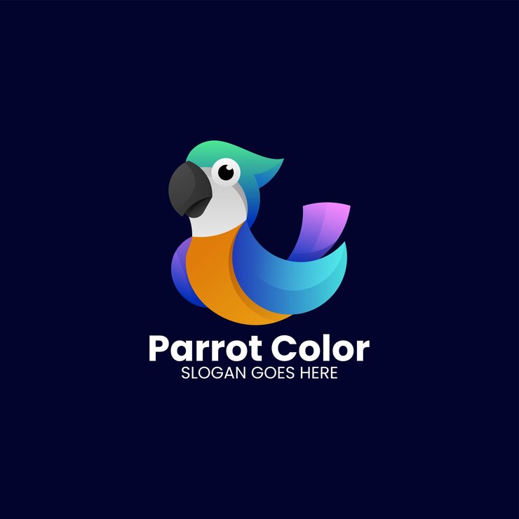 Vector ilustración vectorial del logotipo papagaio gradiente estilo colorido