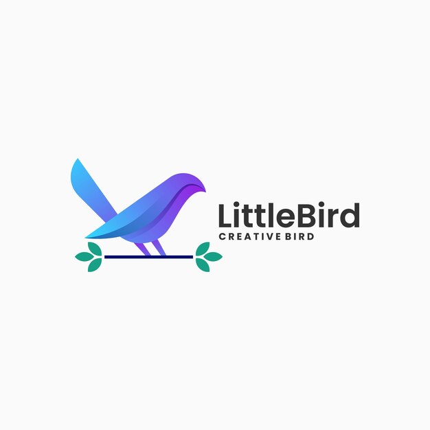 Ilustración vectorial del logotipo pequeño pájaro gradiente estilo colorido