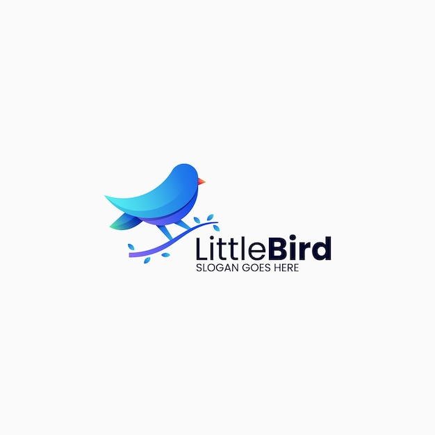 Ilustración vectorial del logotipo pequeño pájaro gradiente estilo colorido