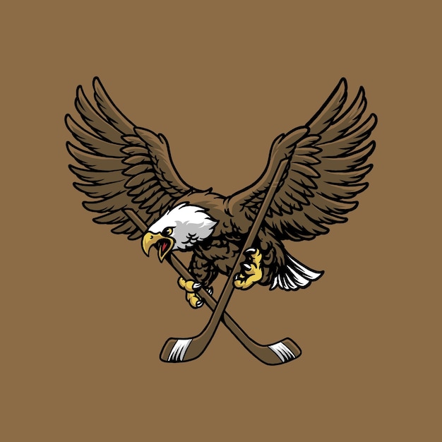Ilustración vectorial del logotipo del personaje de la mascota del hockey Eagle