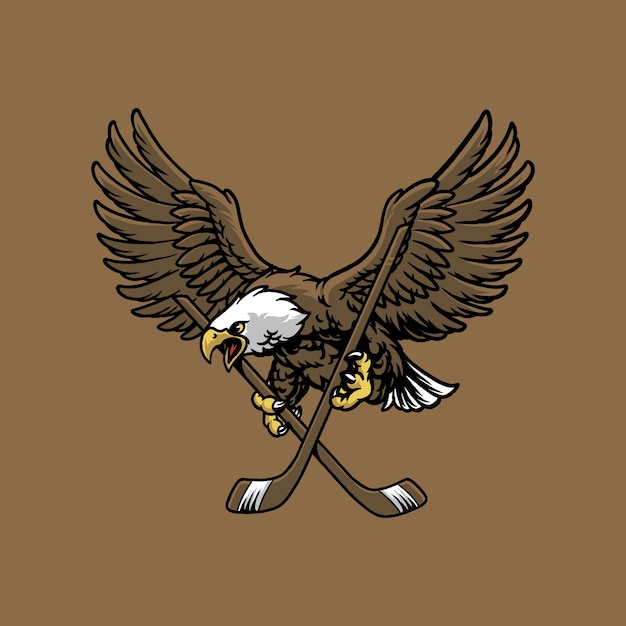 Vector ilustración vectorial del logotipo del personaje de la mascota del hockey eagle