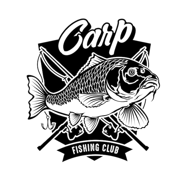 Ilustración vectorial del logotipo de la pesca de la carpa perfecta para el logotipo del club de pesca