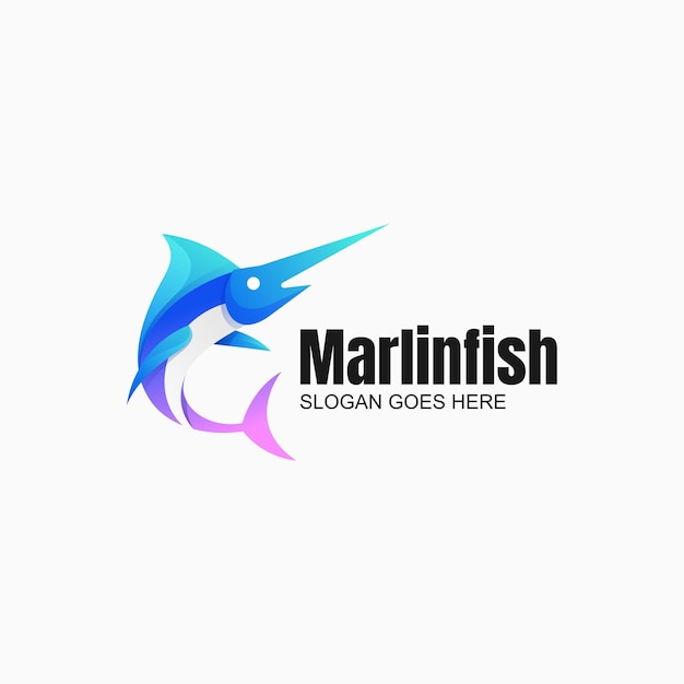 Vector ilustración vectorial del logotipo pez marlin gradiente estilo colorido