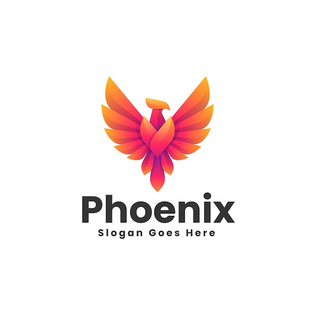 Vector ilustración vectorial del logotipo phoenix gradiente estilo de colores