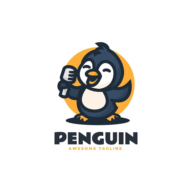 Ilustración vectorial del logotipo Pinguino Mascota Estilo de dibujos animados