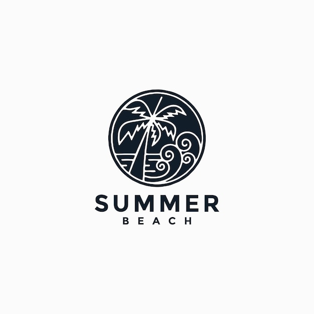 Ilustración vectorial del logotipo de la playa de verano