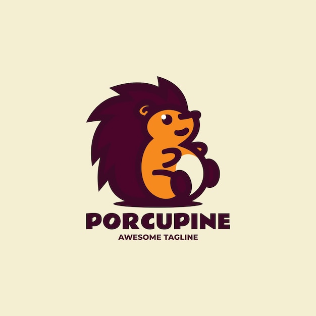 Ilustración vectorial del logotipo Porcupine Mascota Estilo de dibujos animados