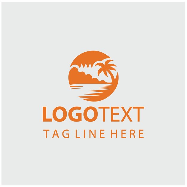 Ilustración vectorial del logotipo de la puesta de sol en la playa