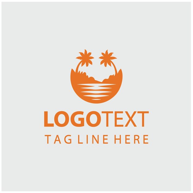 Ilustración vectorial del logotipo de la puesta de sol en la playa