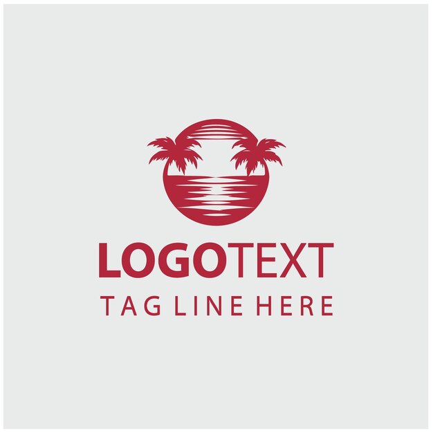Ilustración vectorial del logotipo de la puesta de sol en la playa