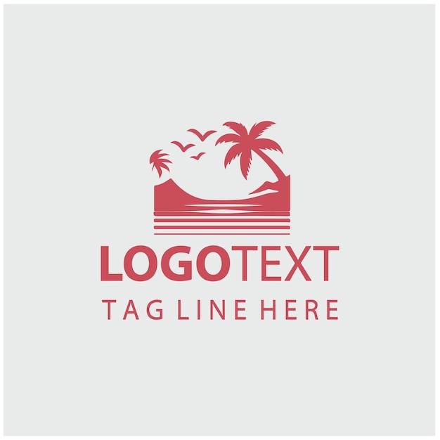 Ilustración vectorial del logotipo de la puesta de sol en la playa