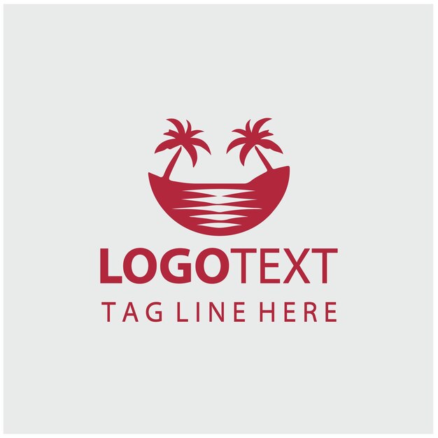 Ilustración vectorial del logotipo de la puesta de sol en la playa