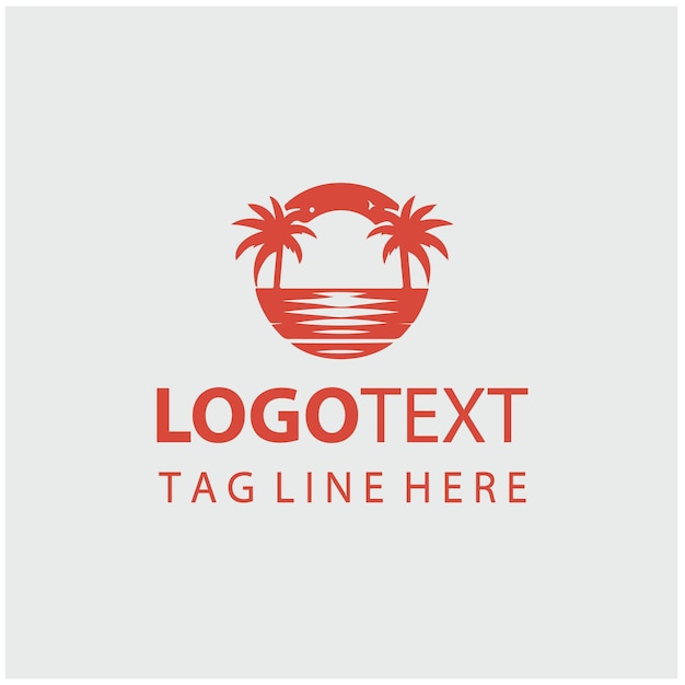 Ilustración vectorial del logotipo de la puesta de sol en la playa
