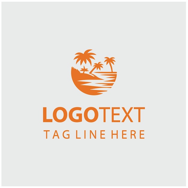 Ilustración vectorial del logotipo de la puesta de sol en la playa