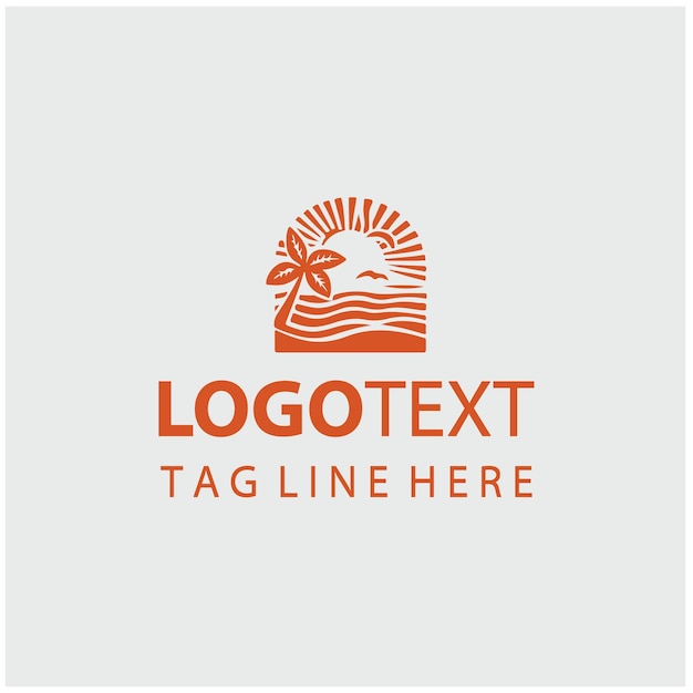 Ilustración vectorial del logotipo de la puesta de sol en la playa