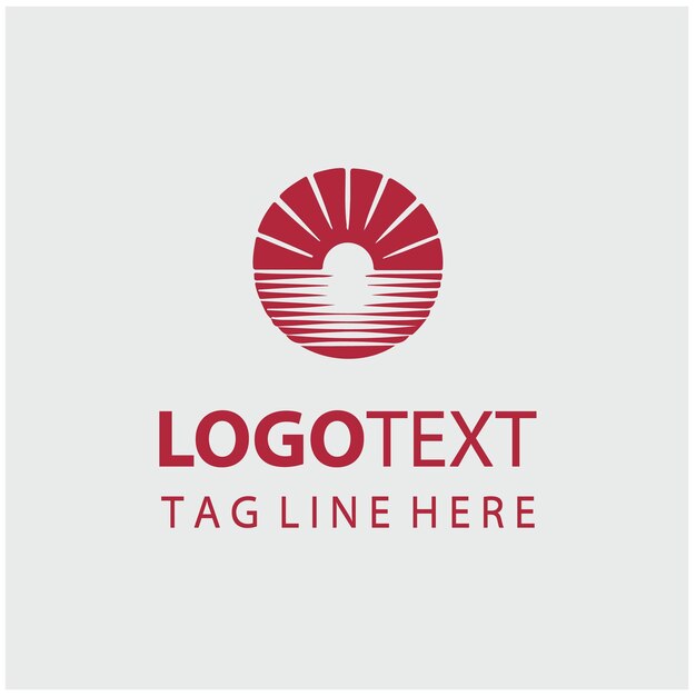 Ilustración vectorial del logotipo de la puesta de sol en la playa