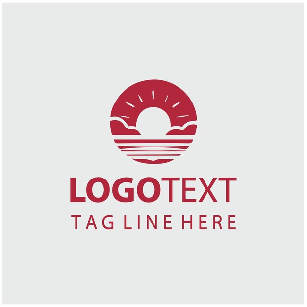 Ilustración vectorial del logotipo de la puesta de sol en la playa