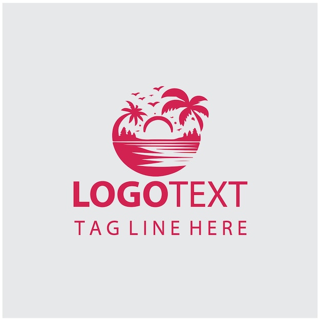 Ilustración vectorial del logotipo de la puesta de sol en la playa
