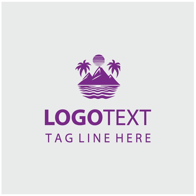 Ilustración vectorial del logotipo de la puesta de sol en la playa