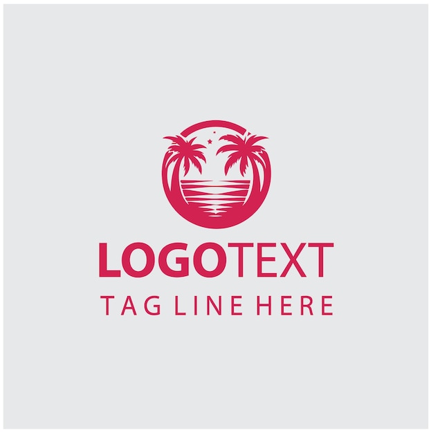 Ilustración vectorial del logotipo de la puesta de sol en la playa