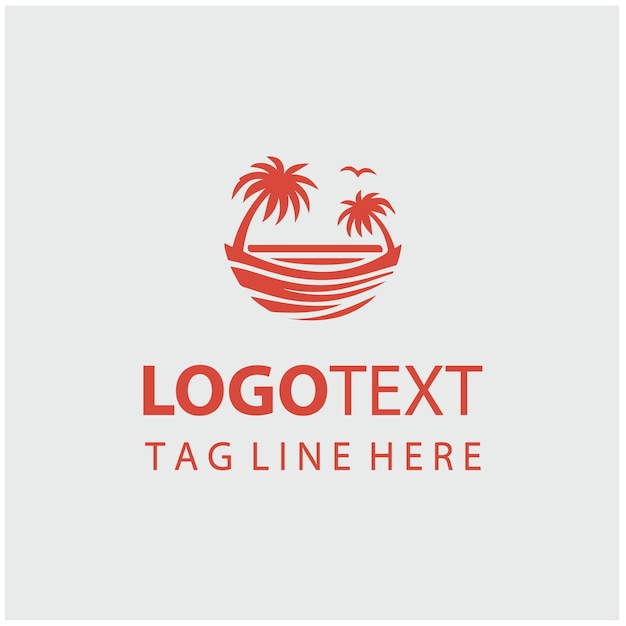 Ilustración vectorial del logotipo de la puesta de sol en la playa