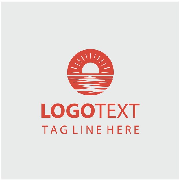Ilustración vectorial del logotipo de la puesta de sol en la playa