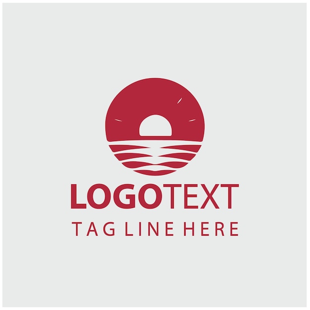 Ilustración vectorial del logotipo de la puesta de sol en la playa