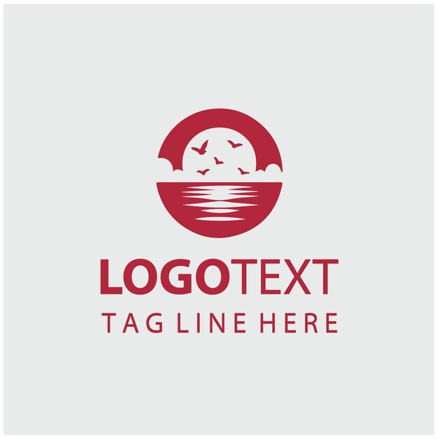 Ilustración vectorial del logotipo de la puesta de sol en la playa