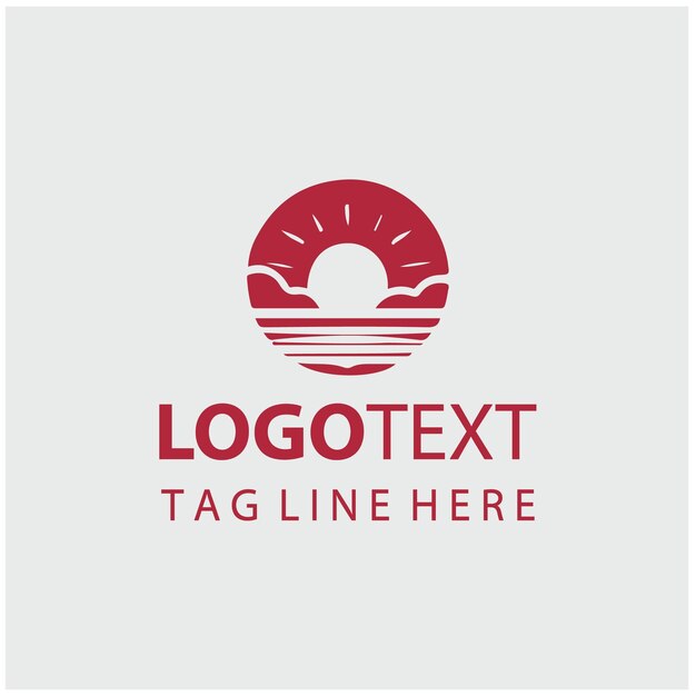 Ilustración vectorial del logotipo de la puesta de sol en la playa