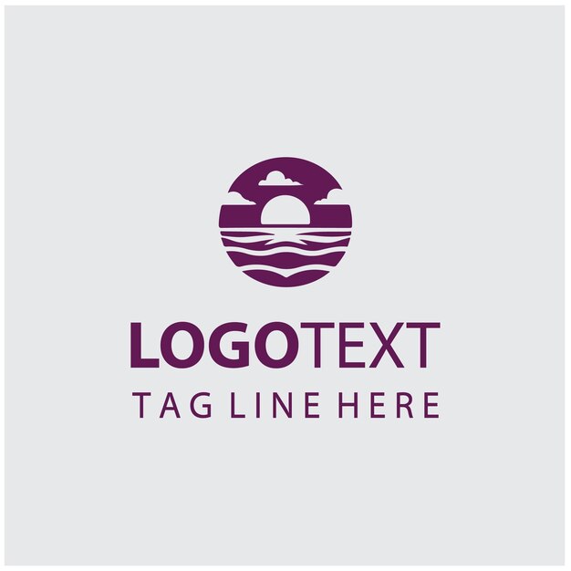 Ilustración vectorial del logotipo de la puesta de sol en la playa