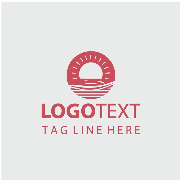 Ilustración vectorial del logotipo de la puesta de sol en la playa