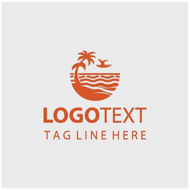 Ilustración vectorial del logotipo de la puesta de sol en la playa