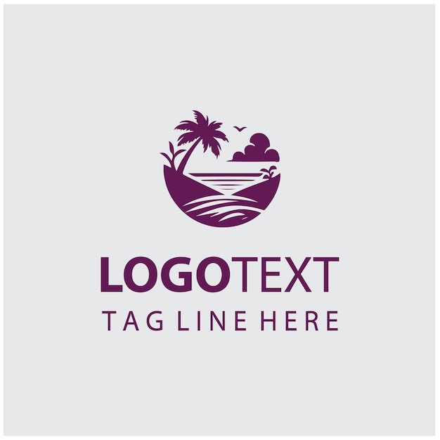 Ilustración vectorial del logotipo de la puesta de sol en la playa
