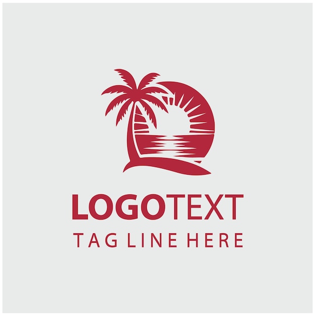 Ilustración vectorial del logotipo de la puesta de sol en la playa