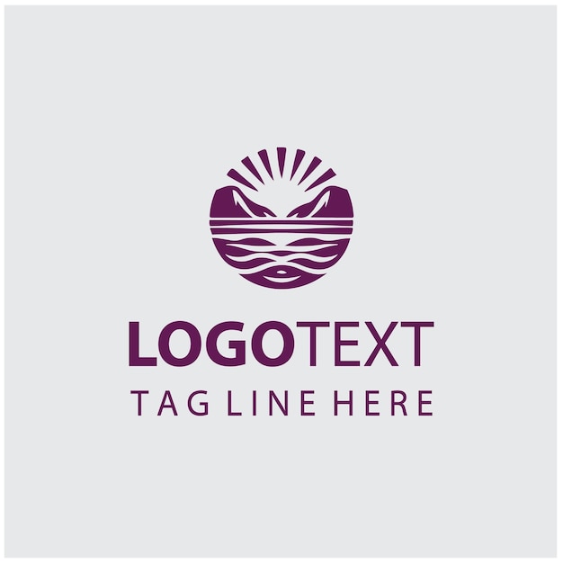 Ilustración vectorial del logotipo de la puesta de sol en la playa