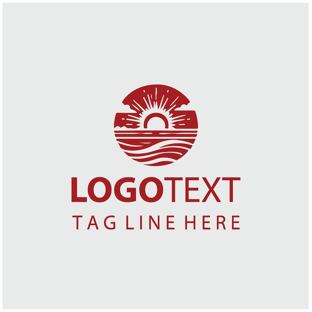 Ilustración vectorial del logotipo de la puesta de sol en la playa
