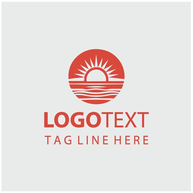 Ilustración vectorial del logotipo de la puesta de sol en la playa