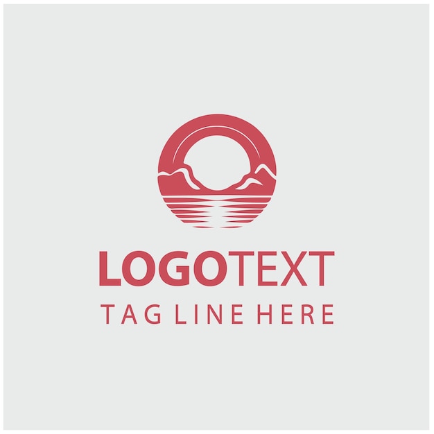 Ilustración vectorial del logotipo de la puesta de sol en la playa