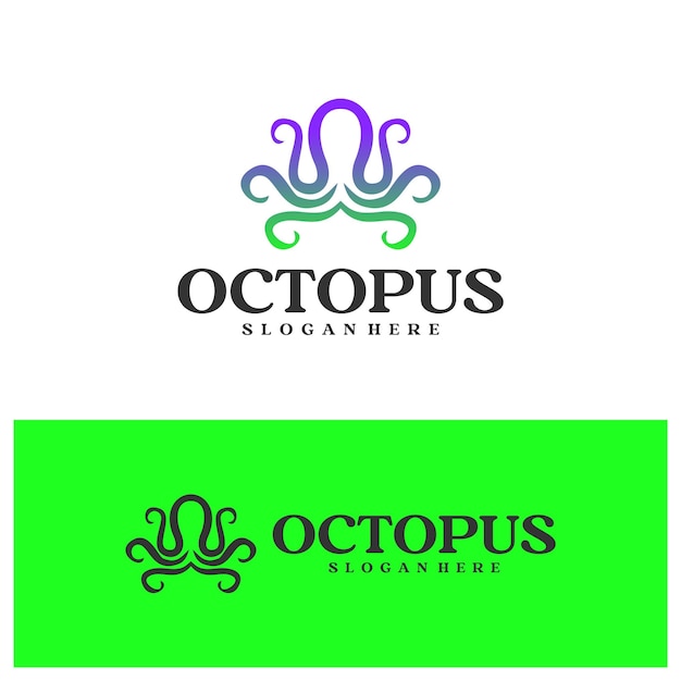 Ilustración vectorial del logotipo del pulpo plantilla sencilla del concepto de diseño del logotipio del pulpo